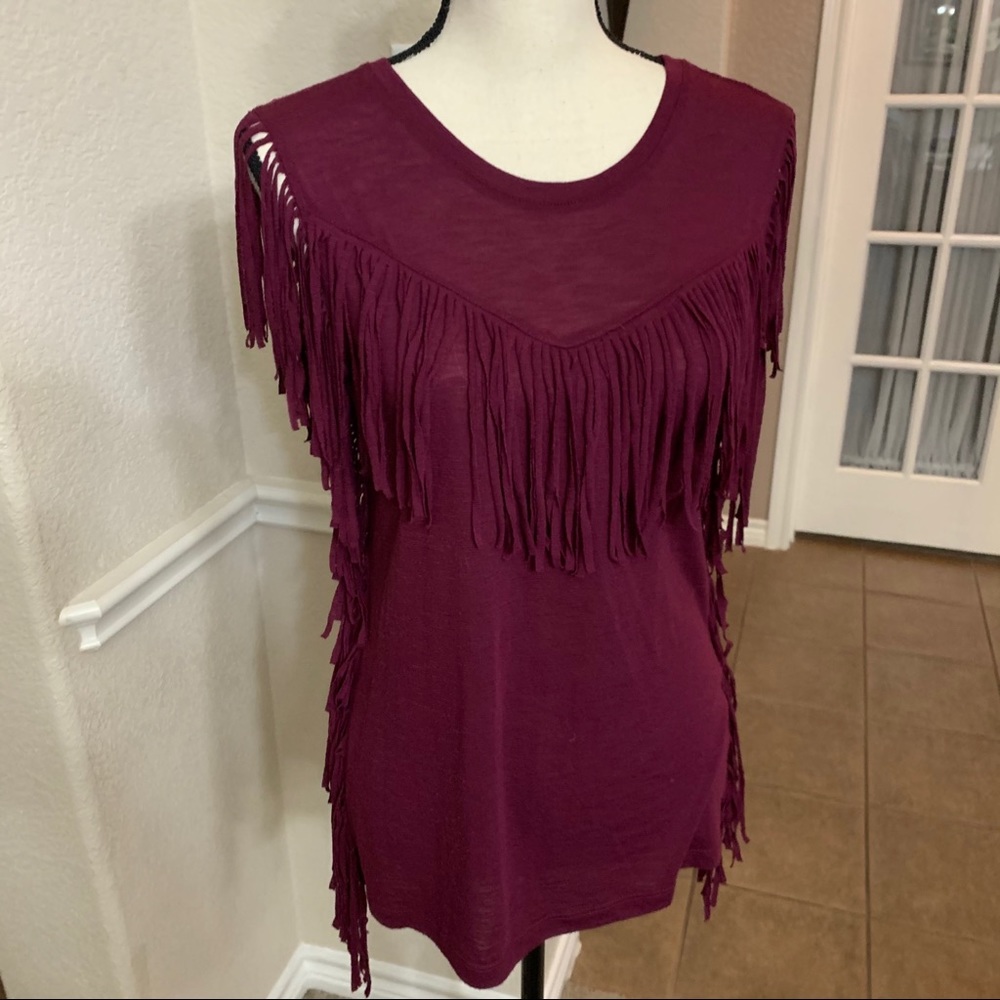 Xhilaration maroon fringe top Size XS - Picture 6 of 14